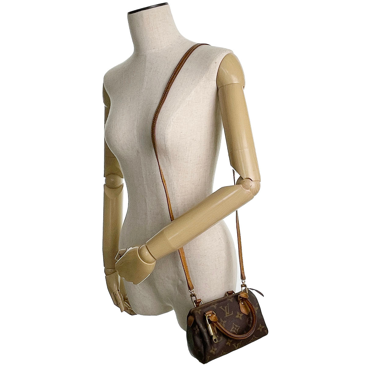 Louis Vuitton Monogram Mini speedy 2way Coated Canvas Fabric Brown Handbag 4877