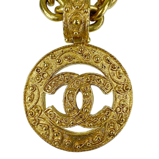 CHANEL CC Logos Gold-tone Gold Necklace 64