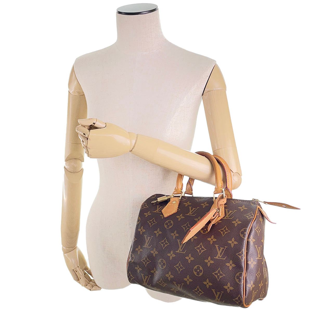 Louis Vuitton Monogram Speedy 25 Coated Canvas Fabric Brown Handbag 4925