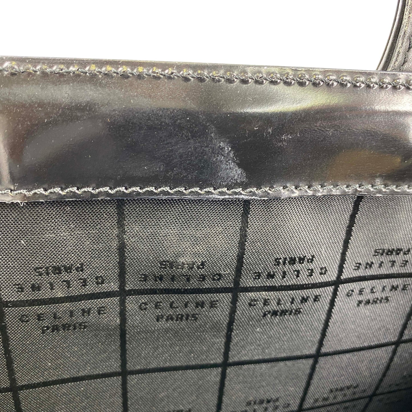 CELINE Macadam Circle PVC Fabric Brown Black Handbag 24