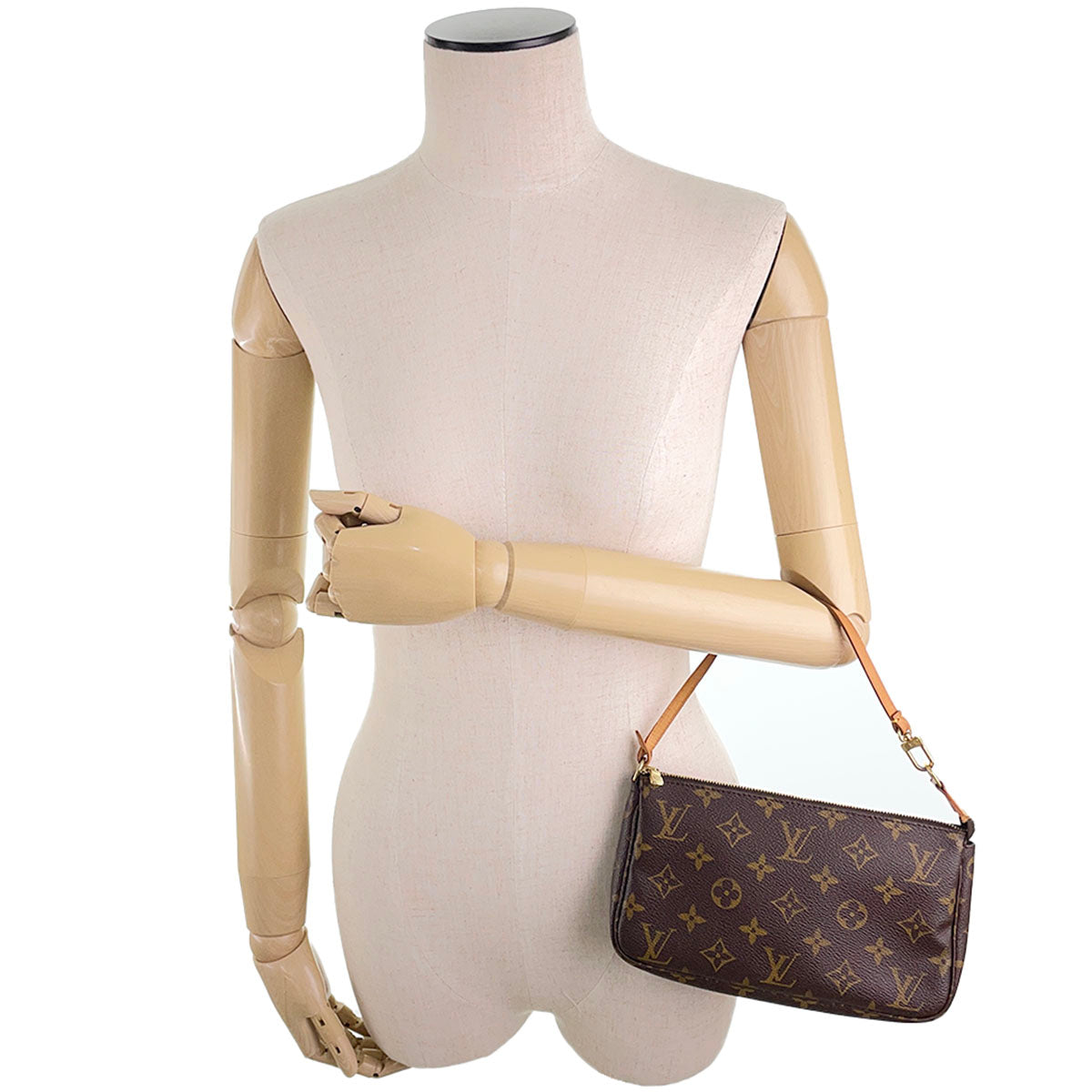 Louis Vuitton Monogram Pochette Accessoires Coated Canvas Brown Handbag 4844