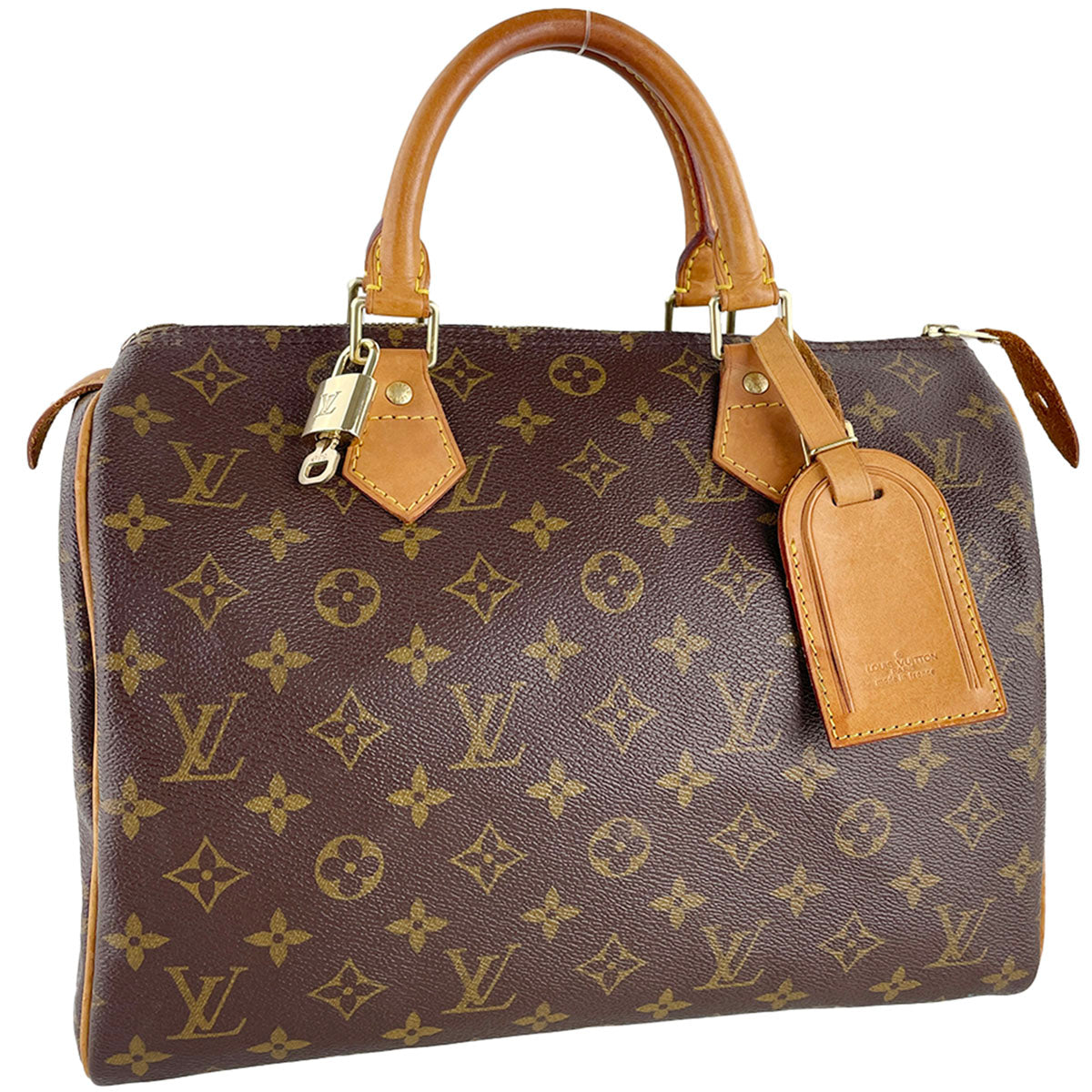 Louis Vuitton Monogram Speedy 30 Coated Canvas Fabric Brown Handbag 4866