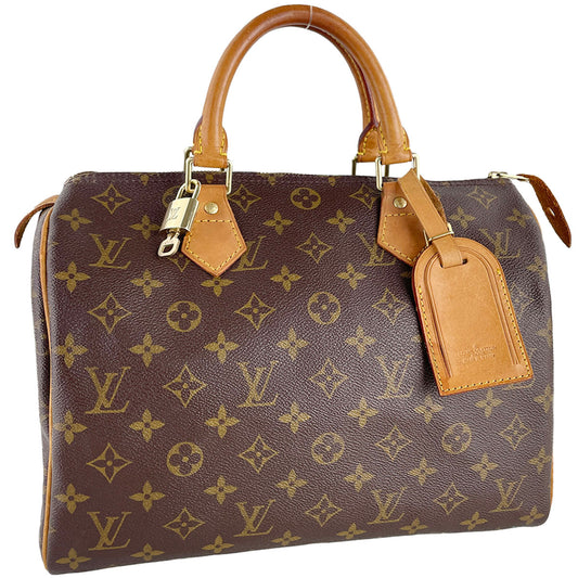 Louis Vuitton Monogram Speedy 30 Coated Canvas Fabric Brown Handbag 4866