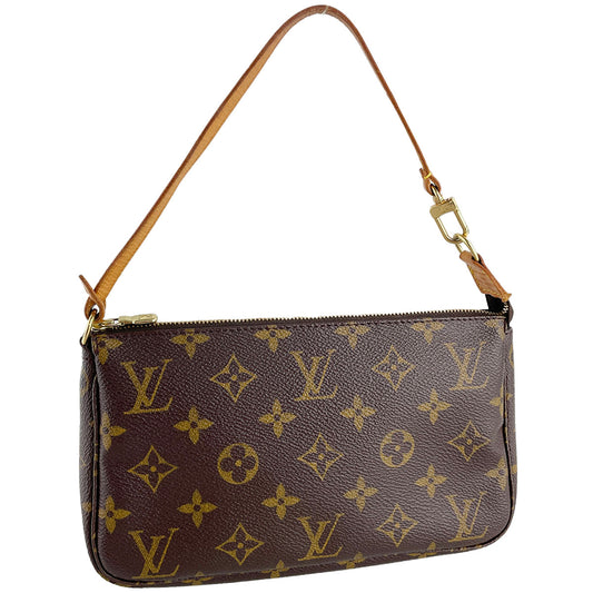 Louis Vuitton Monogram Pochette Accessoires Coated Canvas Brown Handbag 4844