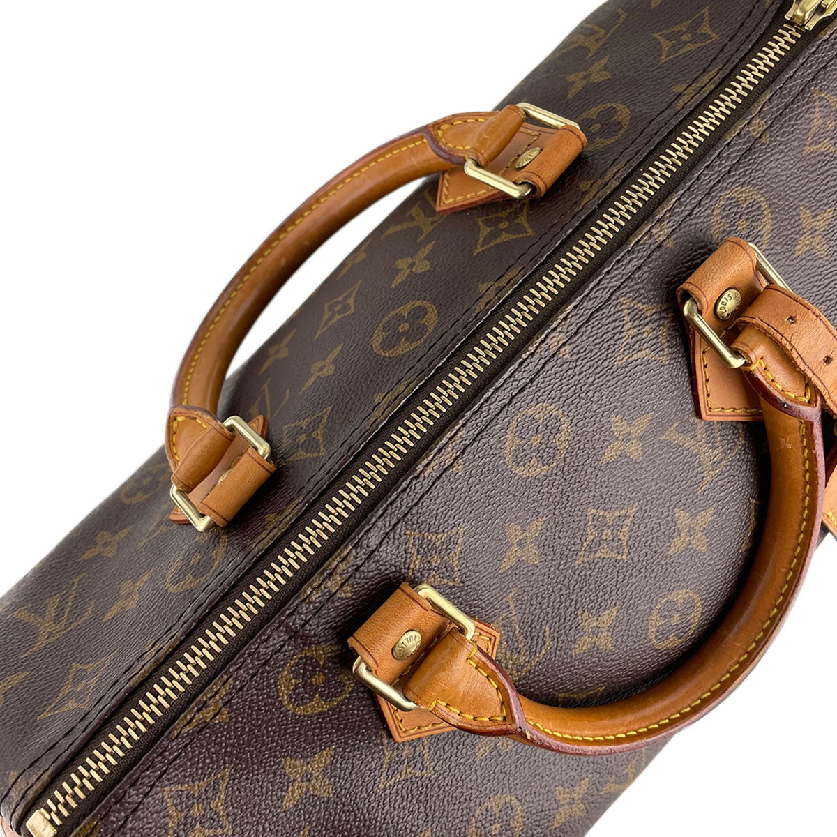 Louis Vuitton Monogram Speedy 30 Coated Canvas Fabric Brown Handbag 4865
