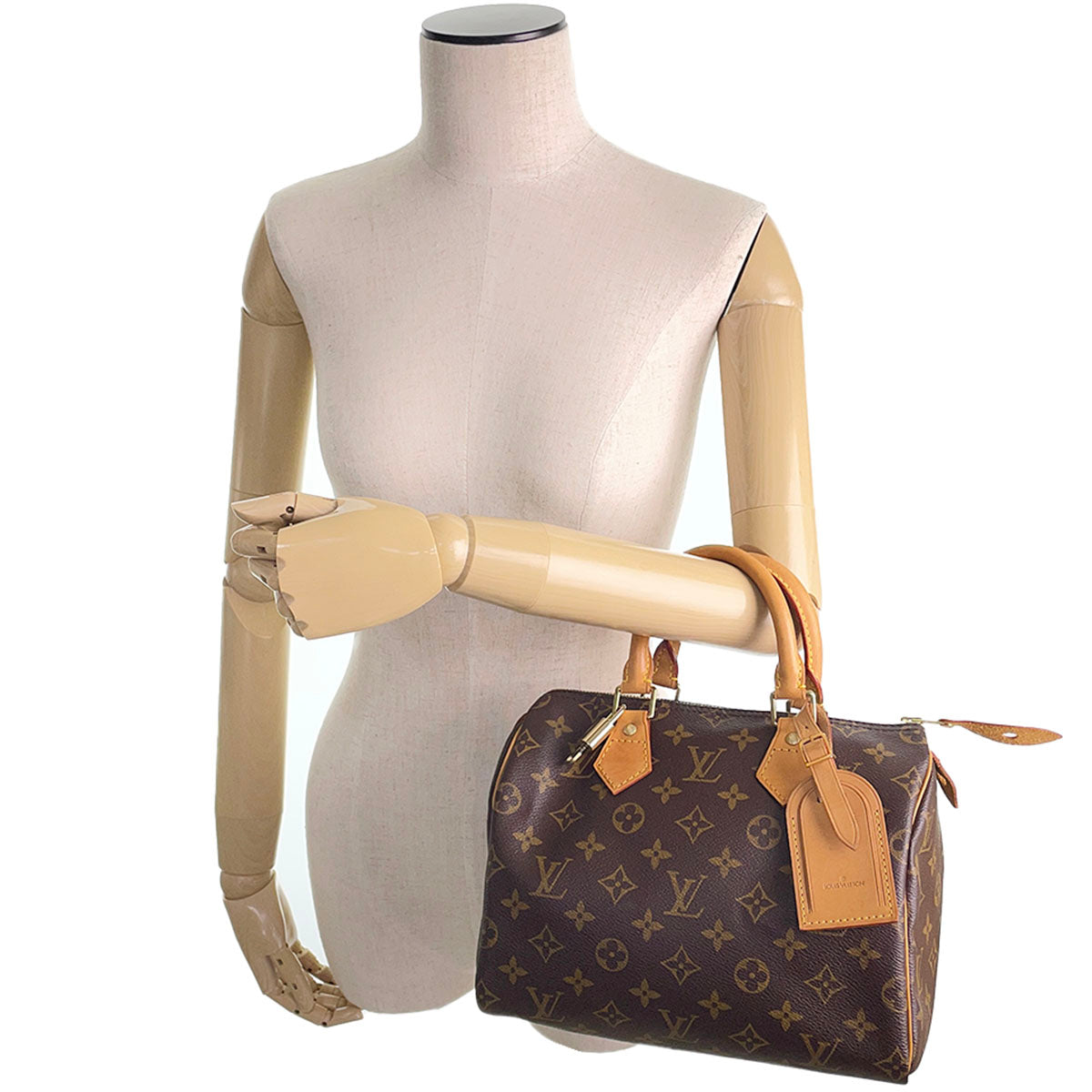 Louis Vuitton Monogram Speedy 25 Coated Canvas Fabric Brown Handbag 4907