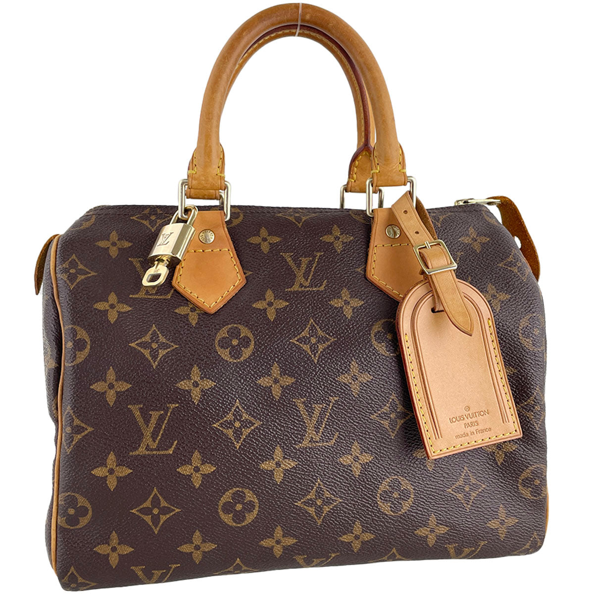 Louis Vuitton Monogram Speedy 25 Coated Canvas Fabric Brown Handbag 4892