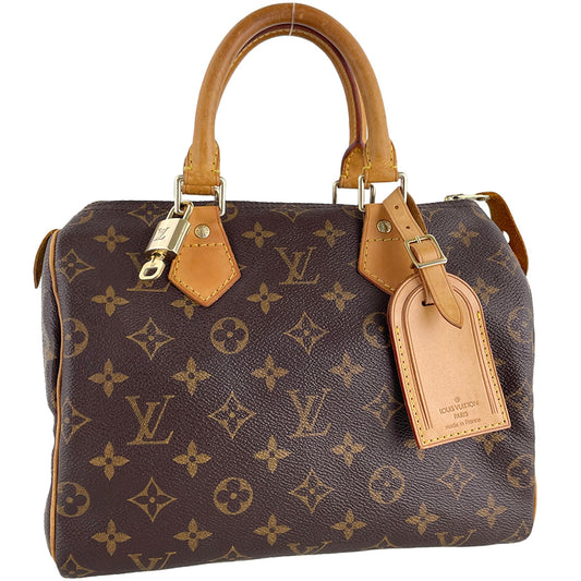 Louis Vuitton Monogram Speedy 25 Coated Canvas Fabric Brown Handbag 4892