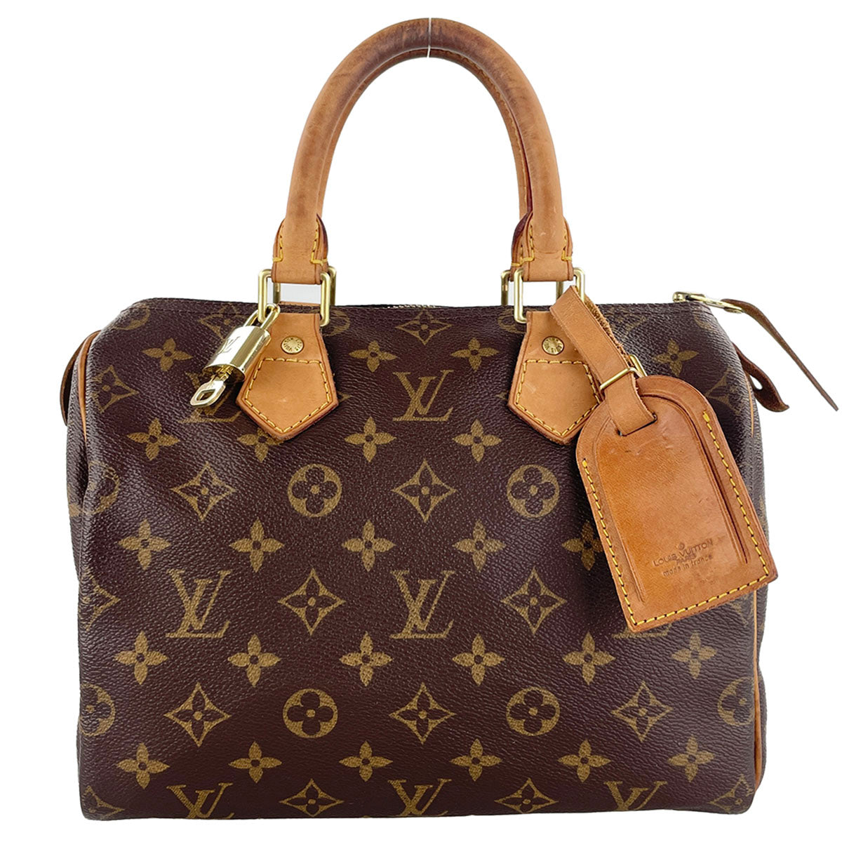 Louis Vuitton Monogram Speedy 25 Coated Canvas Fabric Brown Handbag 4937