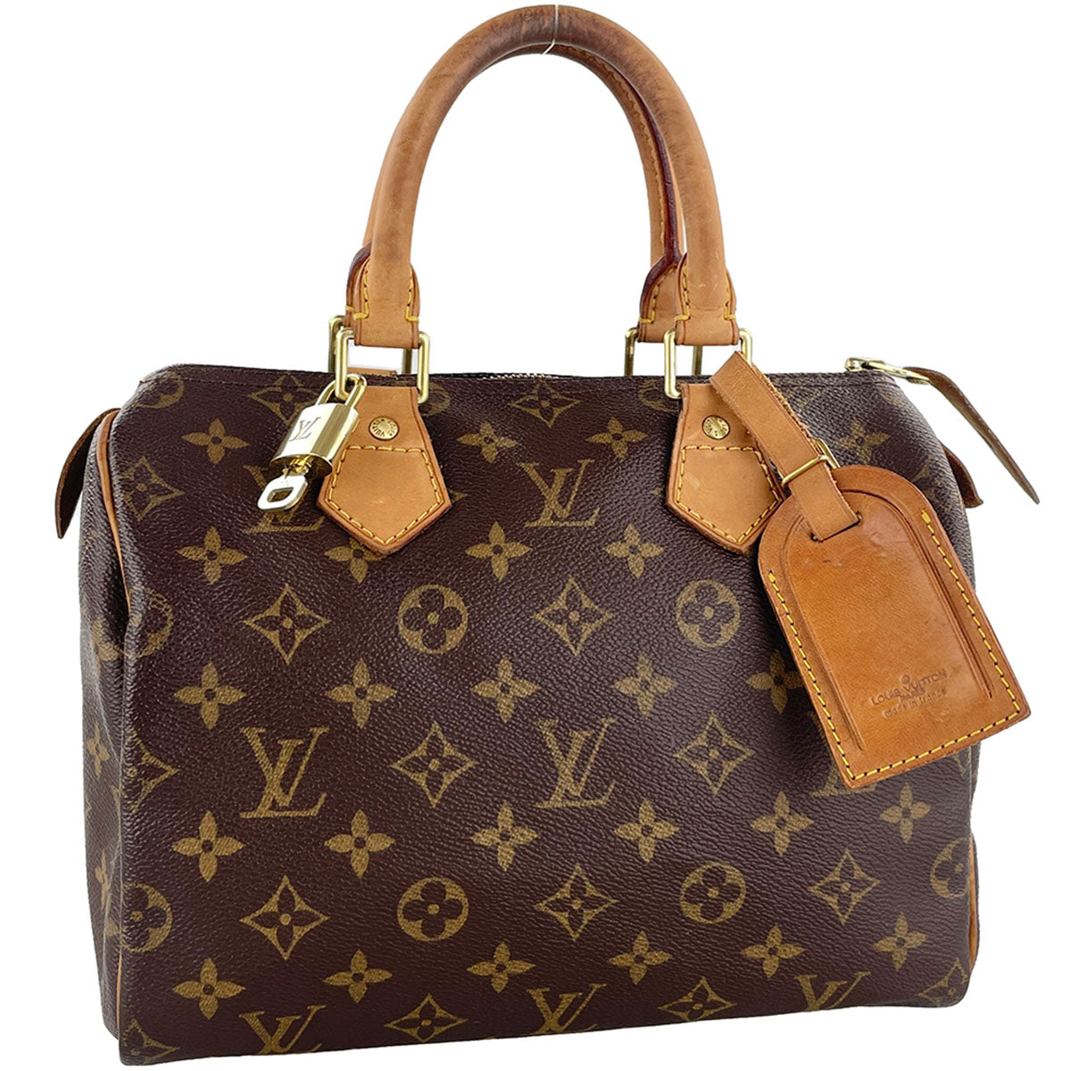 Louis Vuitton Monogram Speedy 25 Coated Canvas Fabric Brown Handbag 4937