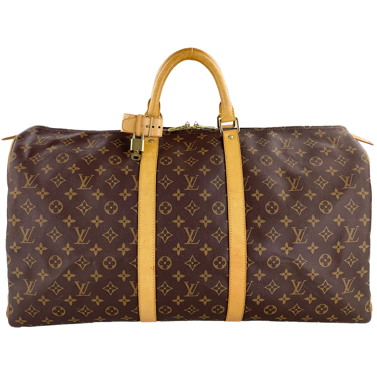 Louis Vuitton Monogram Keepall 55 Coated Canvas Fabric Brown Boston Bag 4857