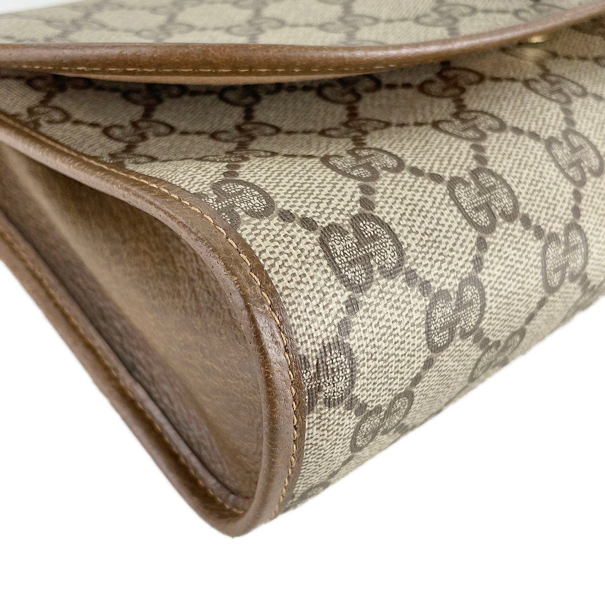 GUCCI Old Gucci Sherry Line PVC Leather Beige Brown Clutch bag 4900