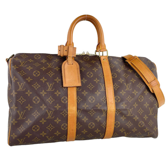 Louis Vuitton Monogram Keepall Bandouliere 45 Coated Canvas Boston Bag 4904