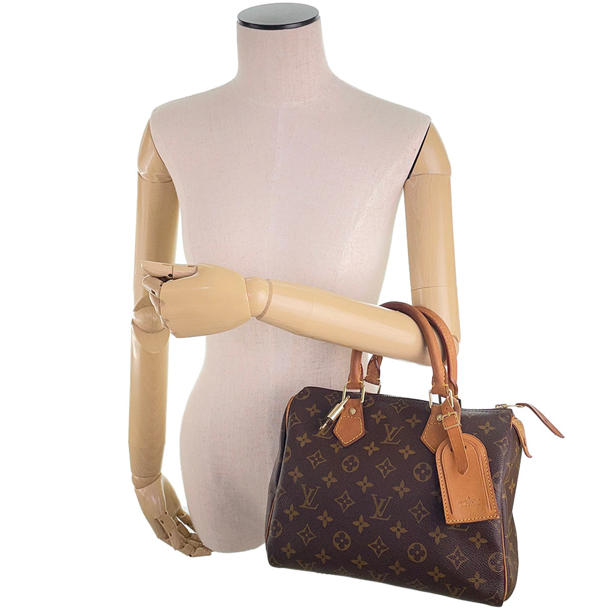 Louis Vuitton Monogram Speedy 25 Coated Canvas Fabric Brown Handbag 4932