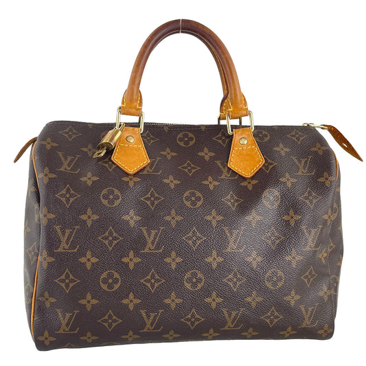 Louis Vuitton Monogram Speedy 30 Leather Fabric Brown Handbag 4759