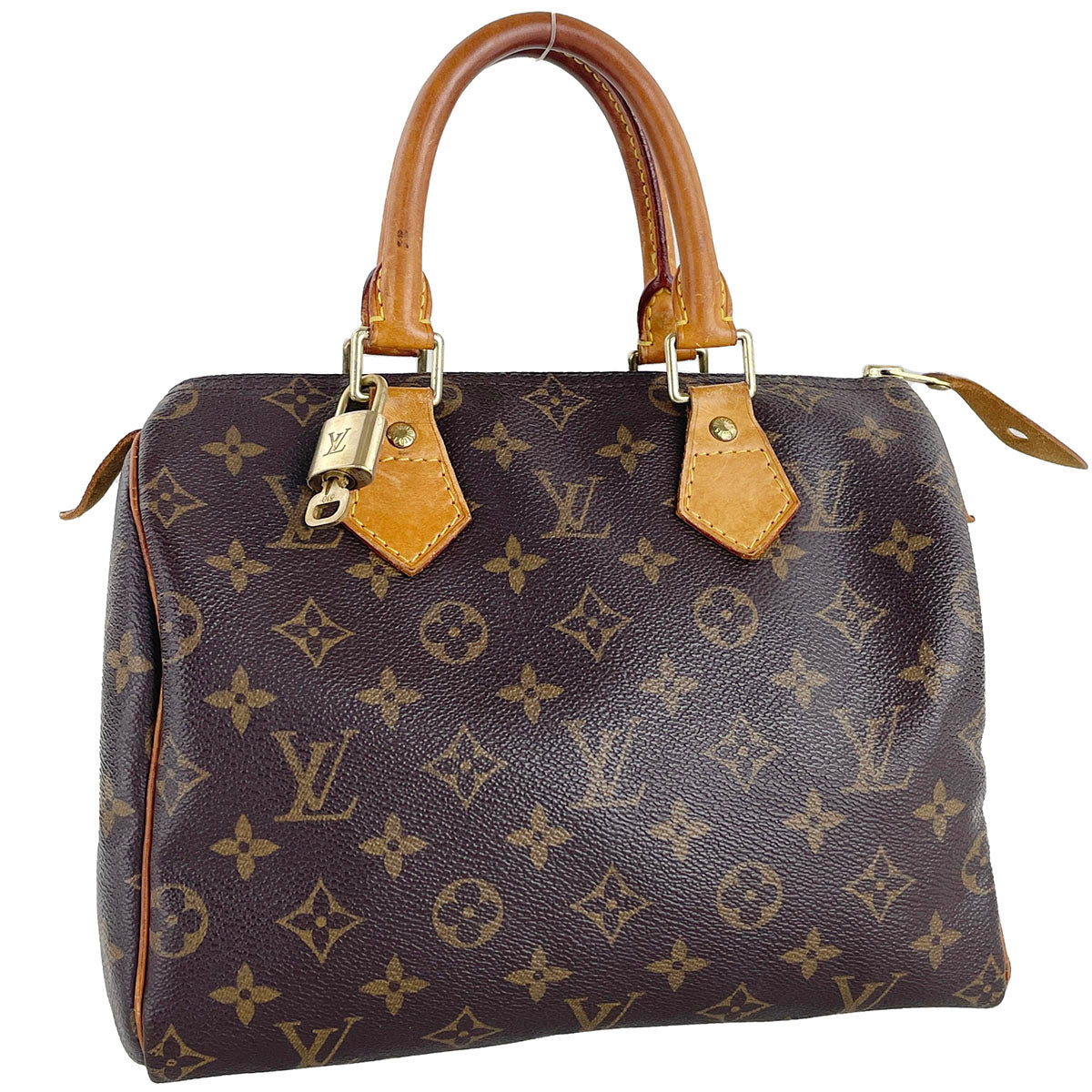 Louis Vuitton Monogram Speedy 25 Coated Canvas Fabric Brown Handbag 4899