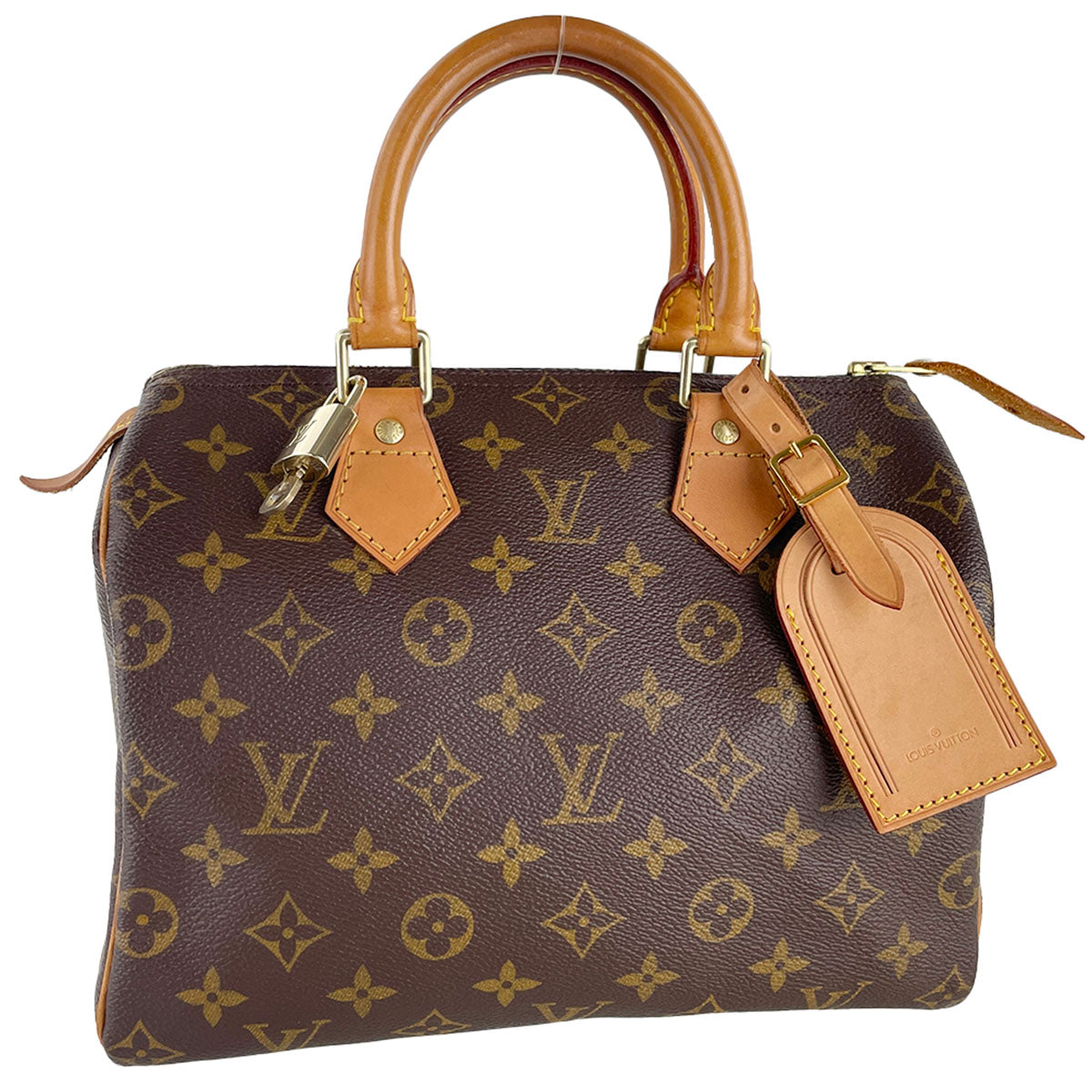 Louis Vuitton Monogram Speedy 25 Coated Canvas Fabric Brown Handbag 4928