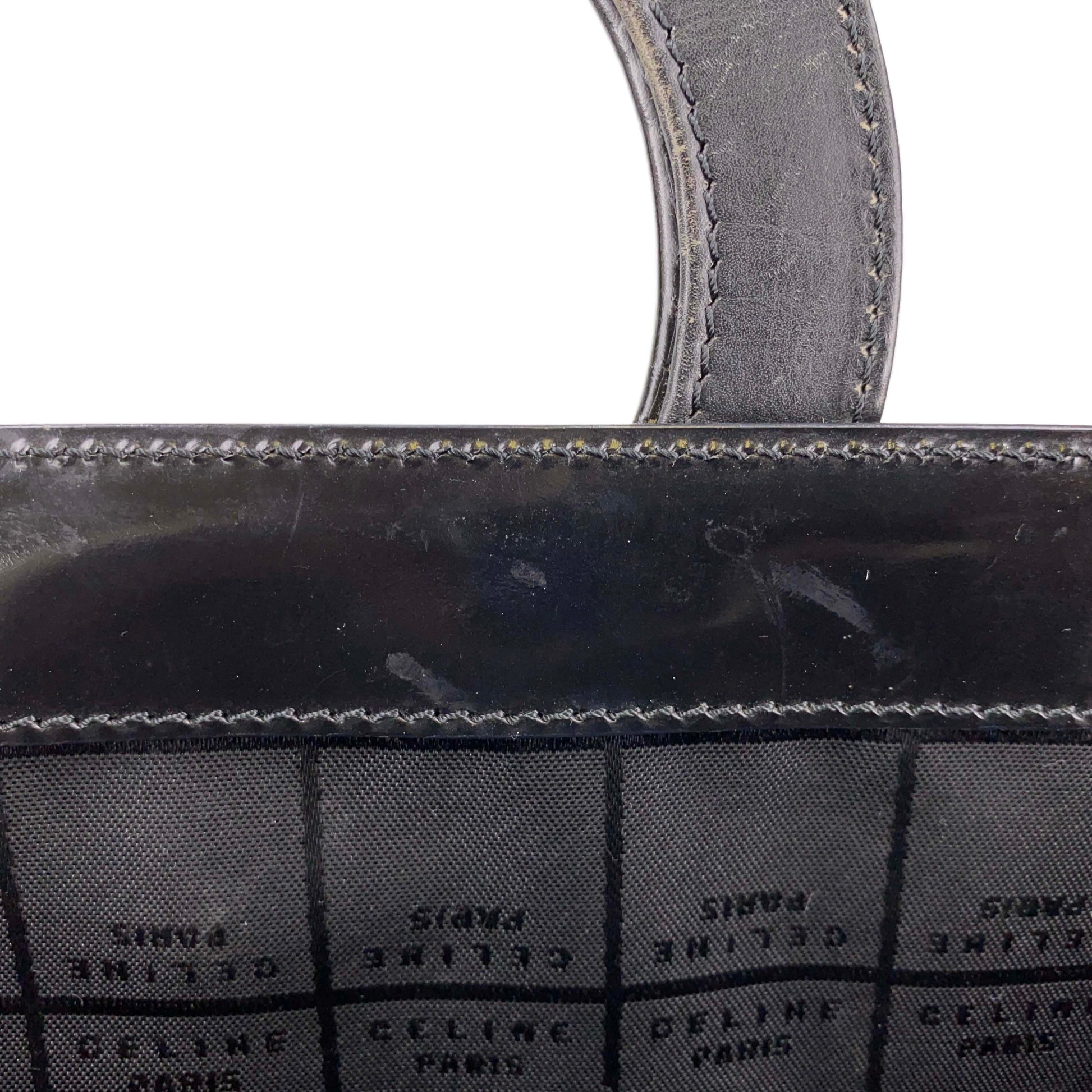 CELINE Macadam Circle PVC Fabric Brown Black Handbag 24