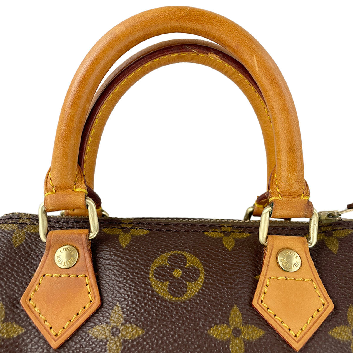Louis Vuitton Monogram Mini speedy Coated Canvas Fabric Brown 2way Handbag 4916