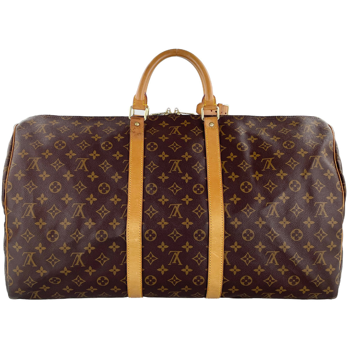 Louis Vuitton Monogram Keepall 55 Coated Canvas Fabric Brown Boston Bag 4888