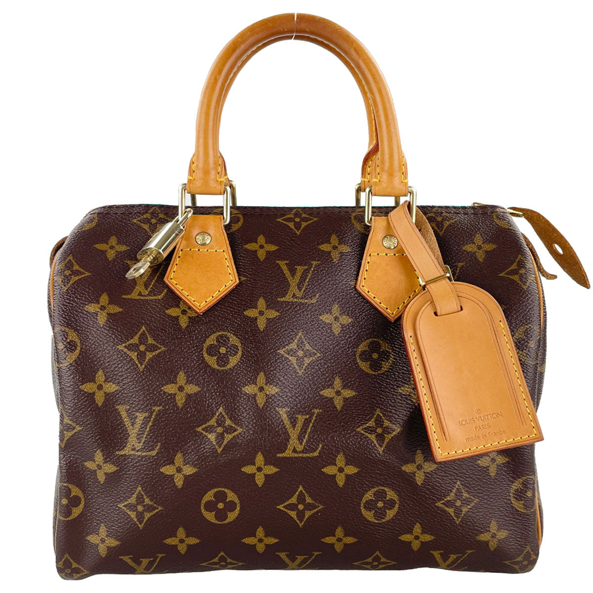 Louis Vuitton Monogram Speedy 25 Coated Canvas Fabric Brown Handbag 4938