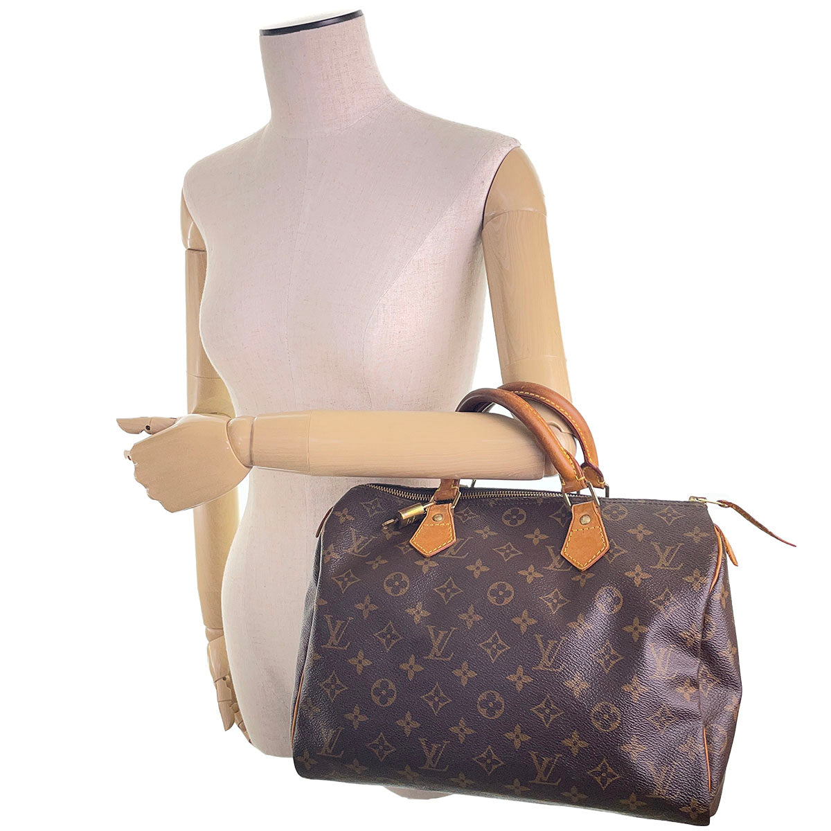 Louis Vuitton Monogram Speedy 30 Leather Fabric Brown Handbag 4759