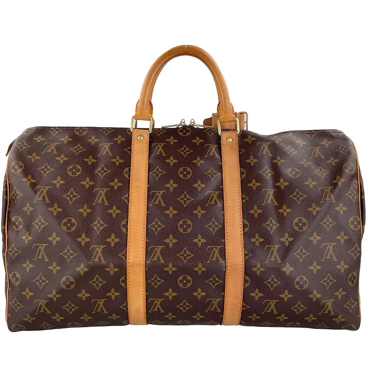 Louis Vuitton Monogram Keepall 50 Leather Fabric Brown Boston Bag 4662
