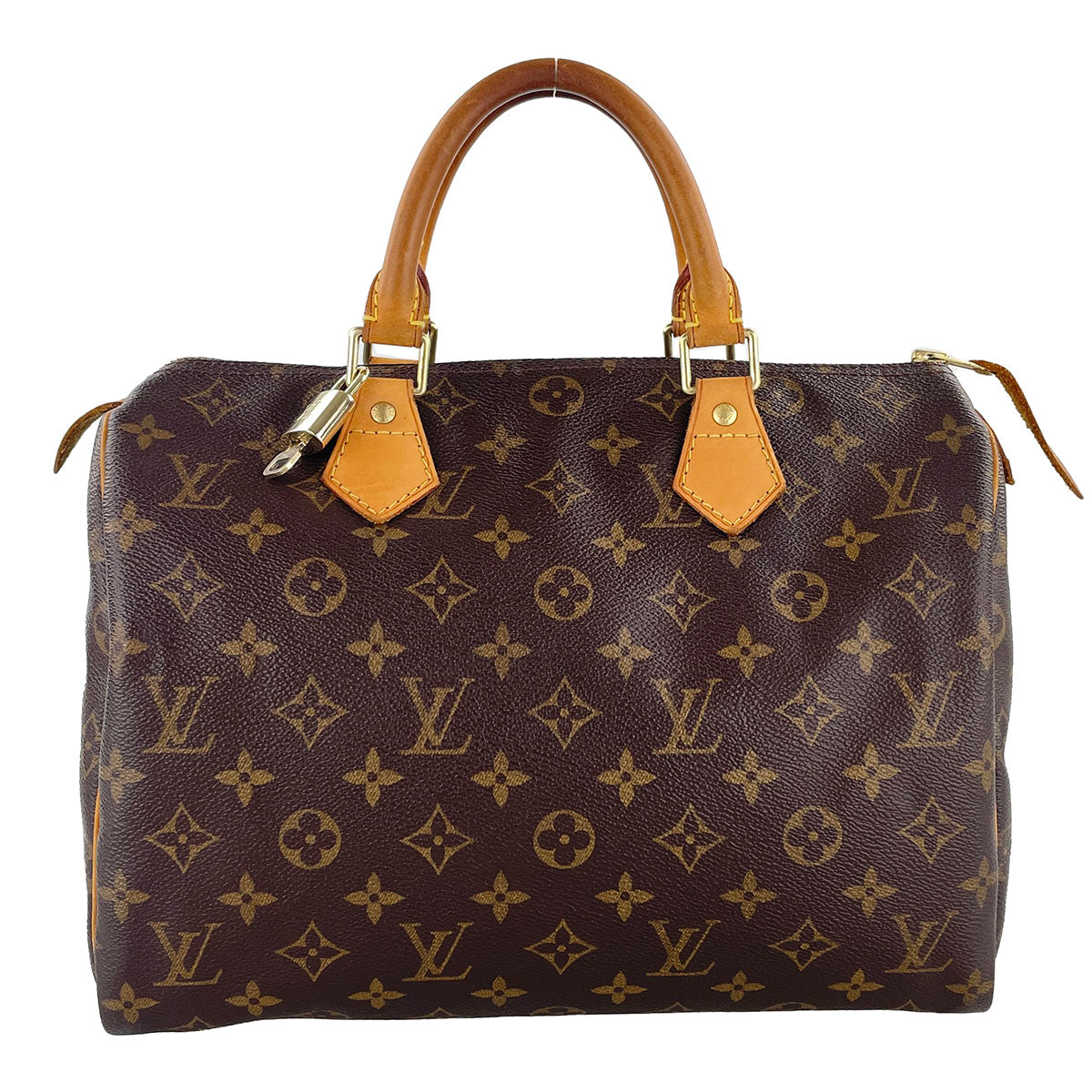 Louis Vuitton Monogram Speedy 30 Coated Canvas Fabric Brown Handbag 4935