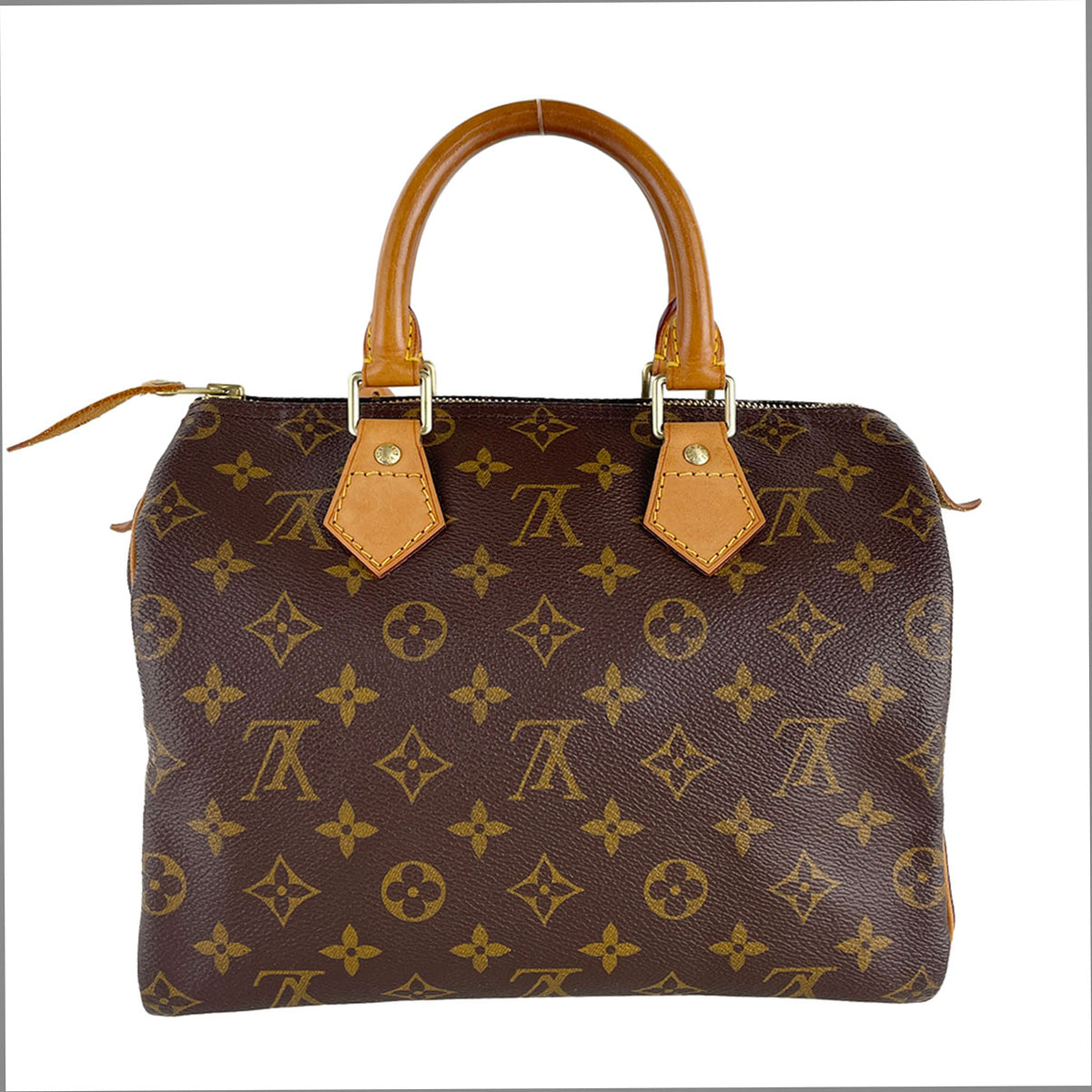 Louis Vuitton Monogram Speedy 25 Coated Canvas Fabric Brown Handbag 4928