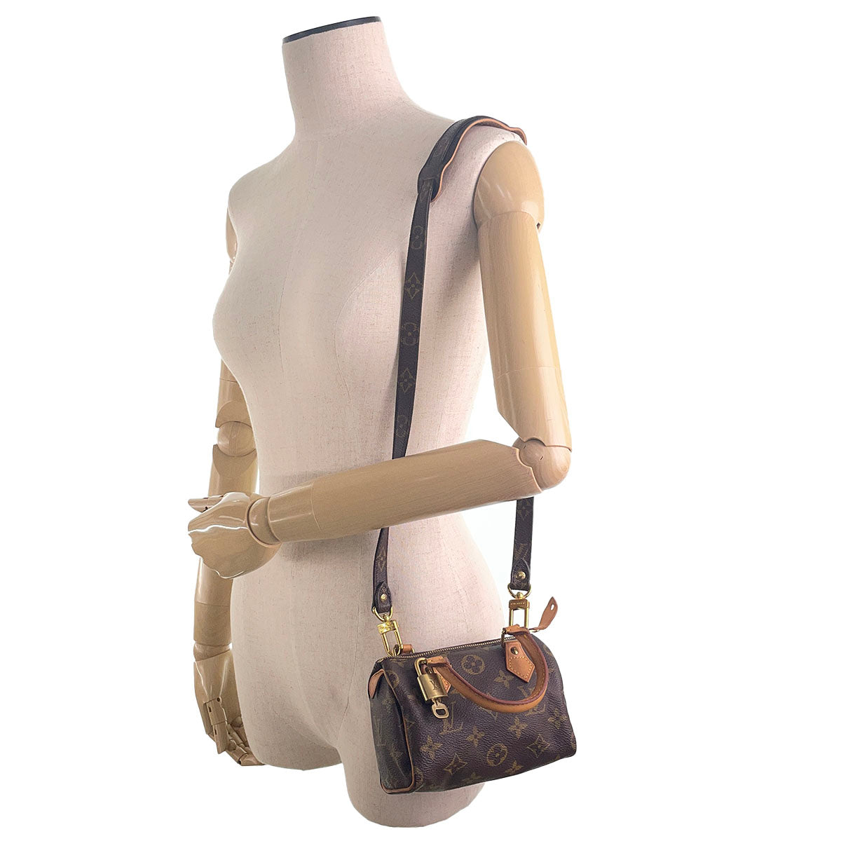 Louis Vuitton Monogram Mini speedy 2way Coated Canvas Fabric Brown Handbag 4860