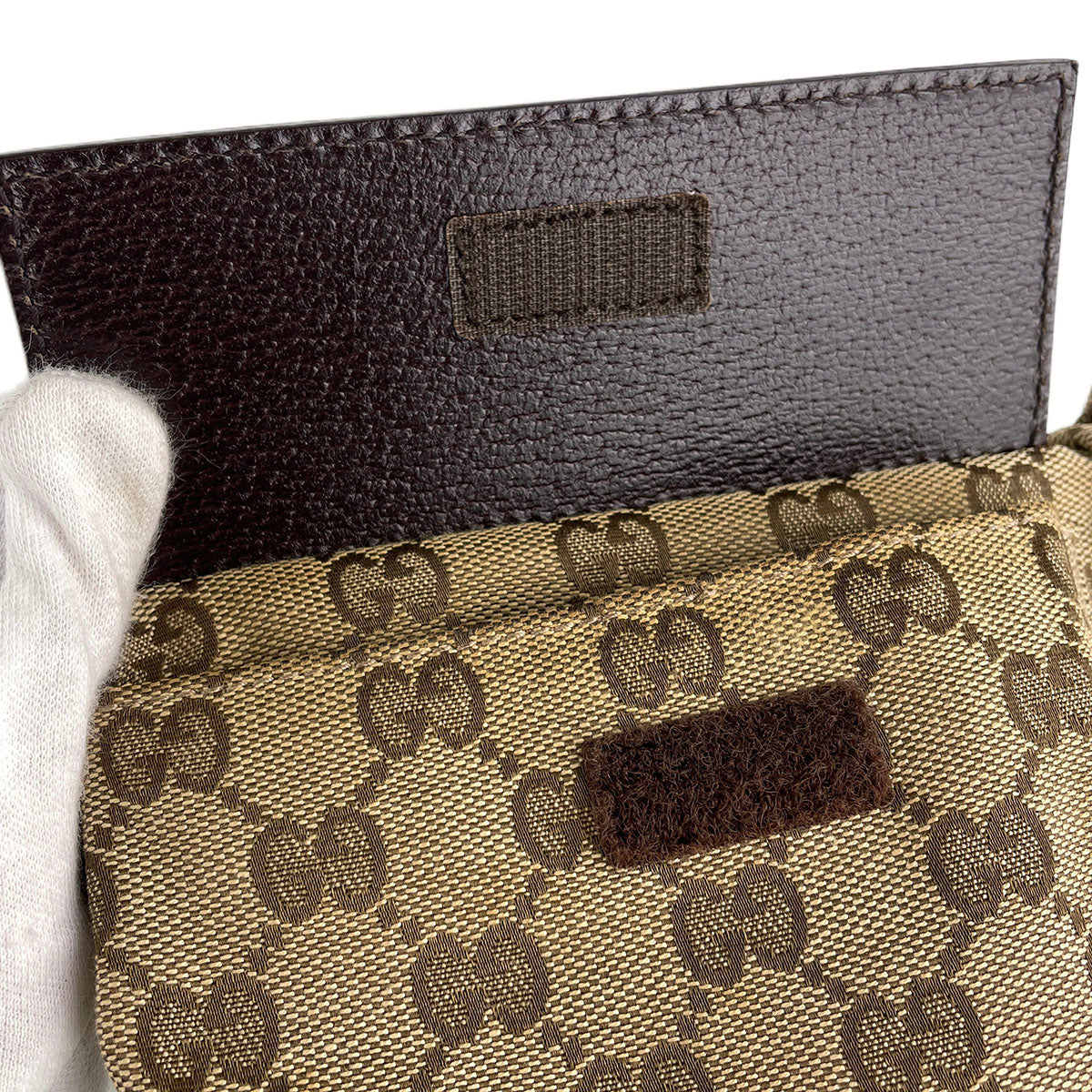 GUCCI GG Canvas Sherry Line Canvas Fabric Beige Brown Waist bag 4923