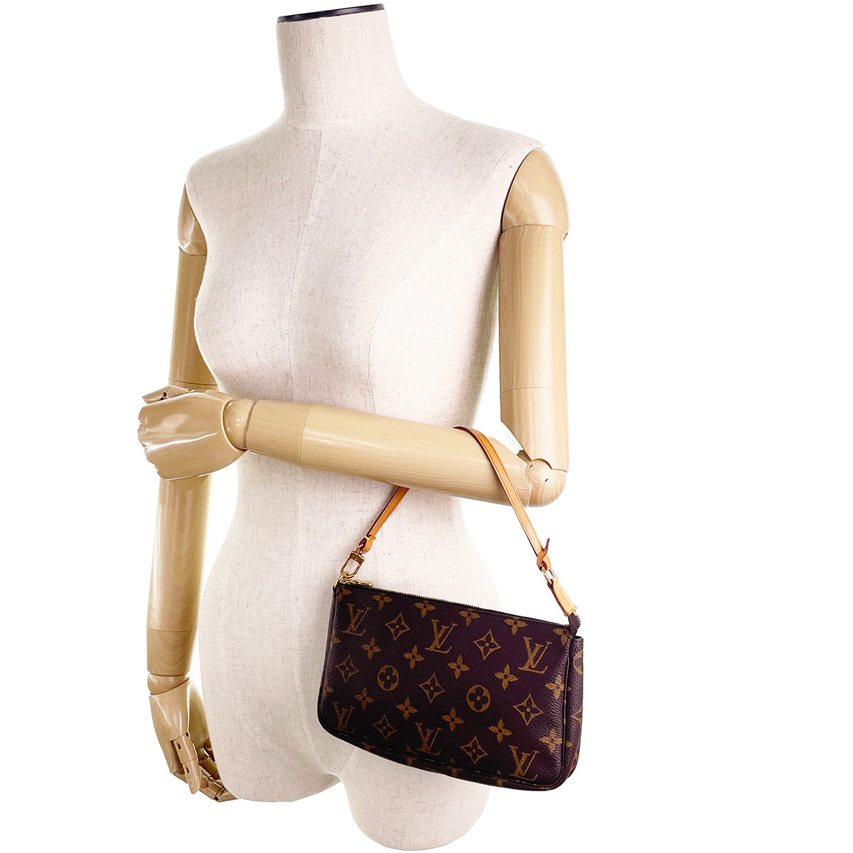 Louis Vuitton Monogram Pochette Accessoires Coated Canvas Brown Handbag 4883