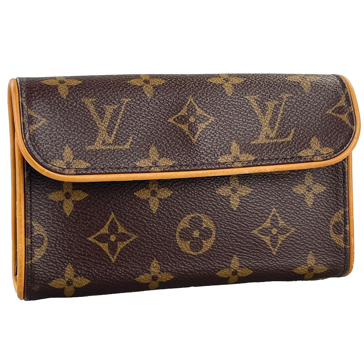 Louis Vuitton Monogram Pochette Florentine Coated Canvas Suede Brown Pouch 4875