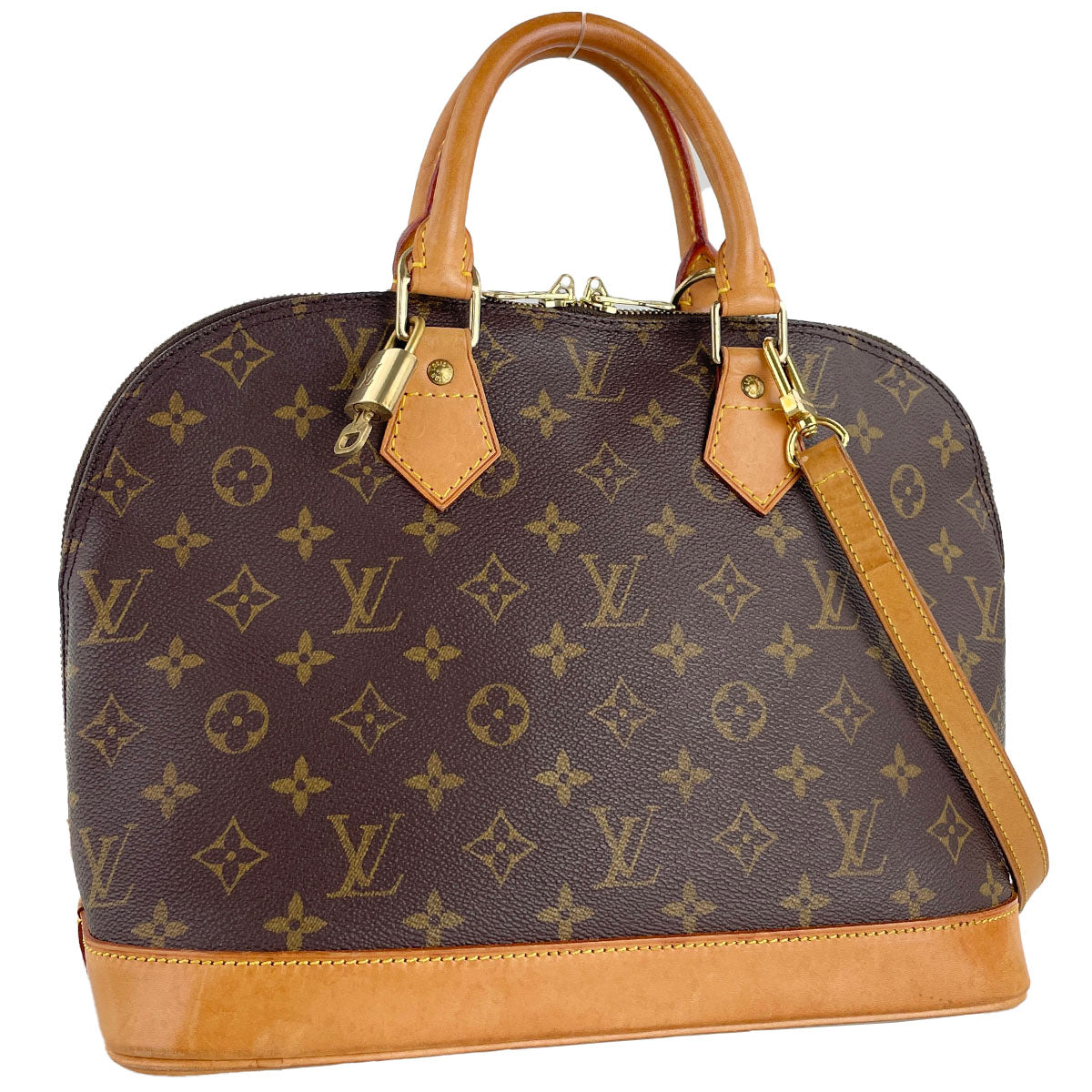 Louis Vuitton Monogram Alma 2way Coated Canvas Fabric Brown Handbag 4902