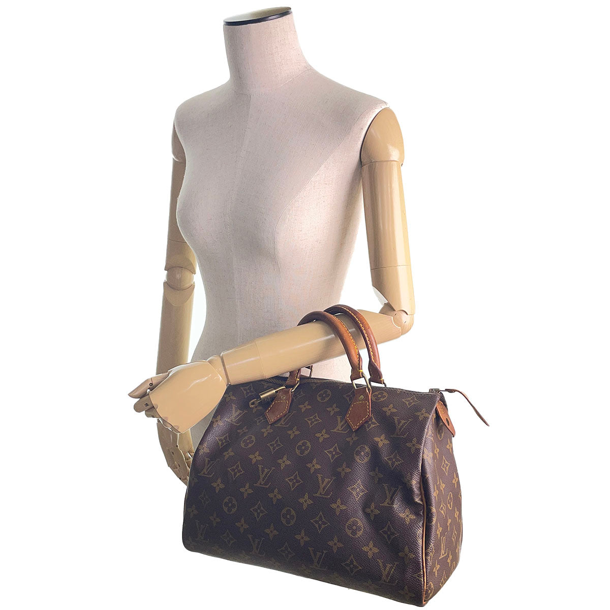 Louis Vuitton Monogram Speedy 30 Coated Canvas Fabric Brown Handbag 4914