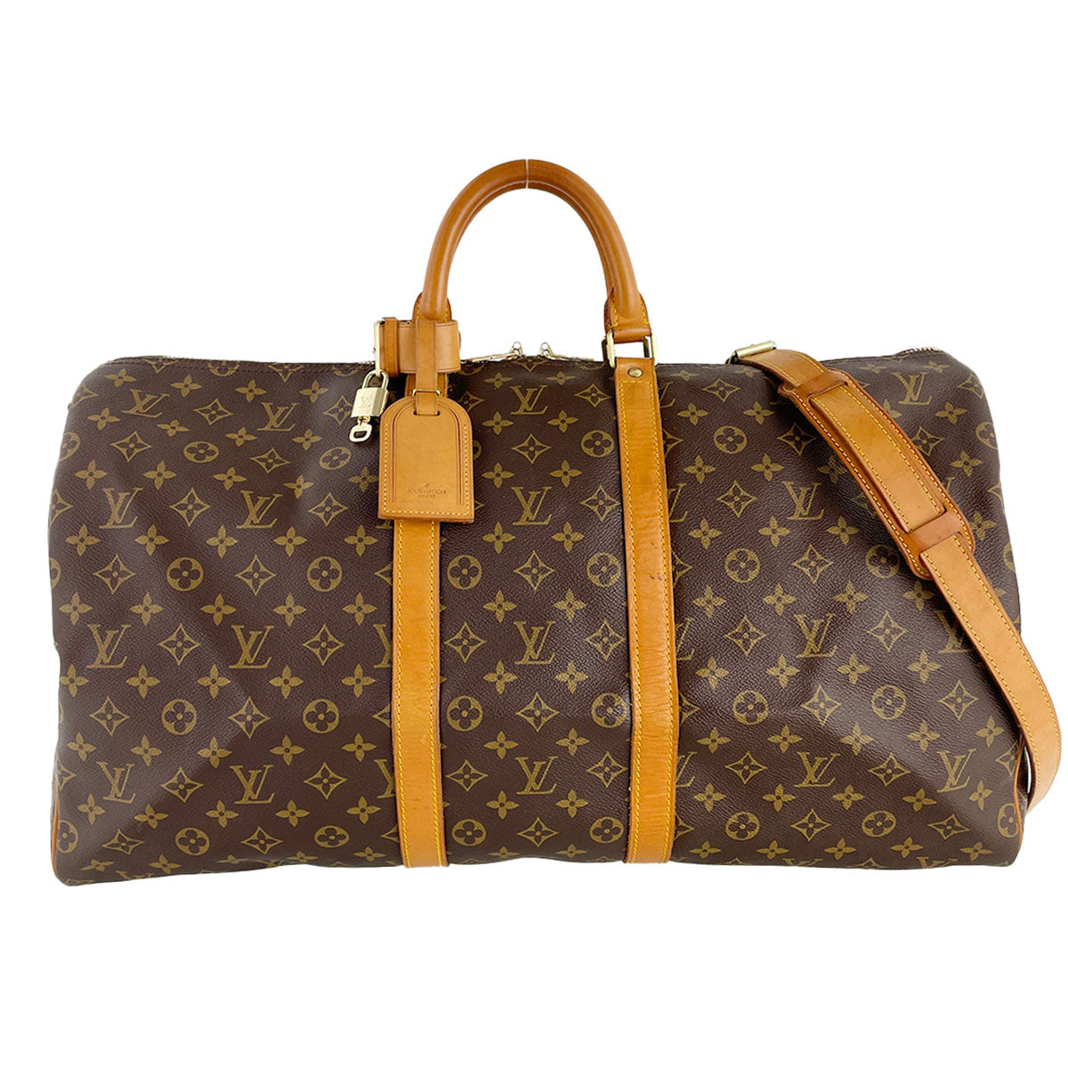 Louis Vuitton Monogram Keepall Bandouliere 55 Coated Canvas Boston Bag 4876