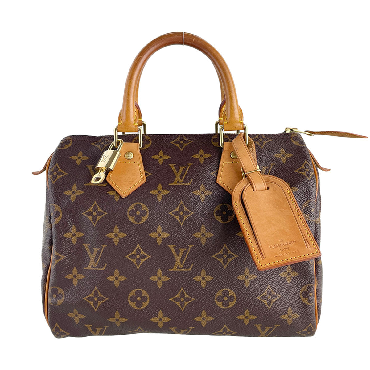 Louis Vuitton Monogram Speedy 25 Coated Canvas Fabric Brown Handbag 4925