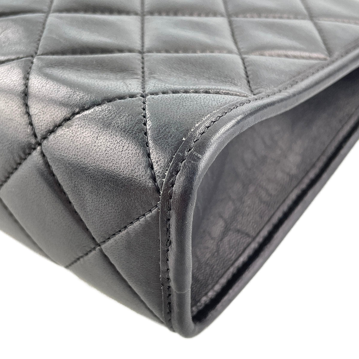 CHANEL Matelasse CC Logos Lambskin Leather Black Clutch bag 4917