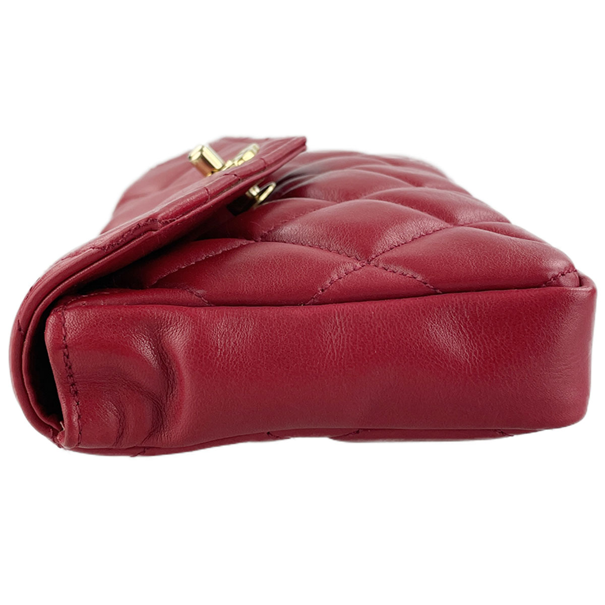 CHANEL Matelasse Lambskin Leather Red Waist bag 4921