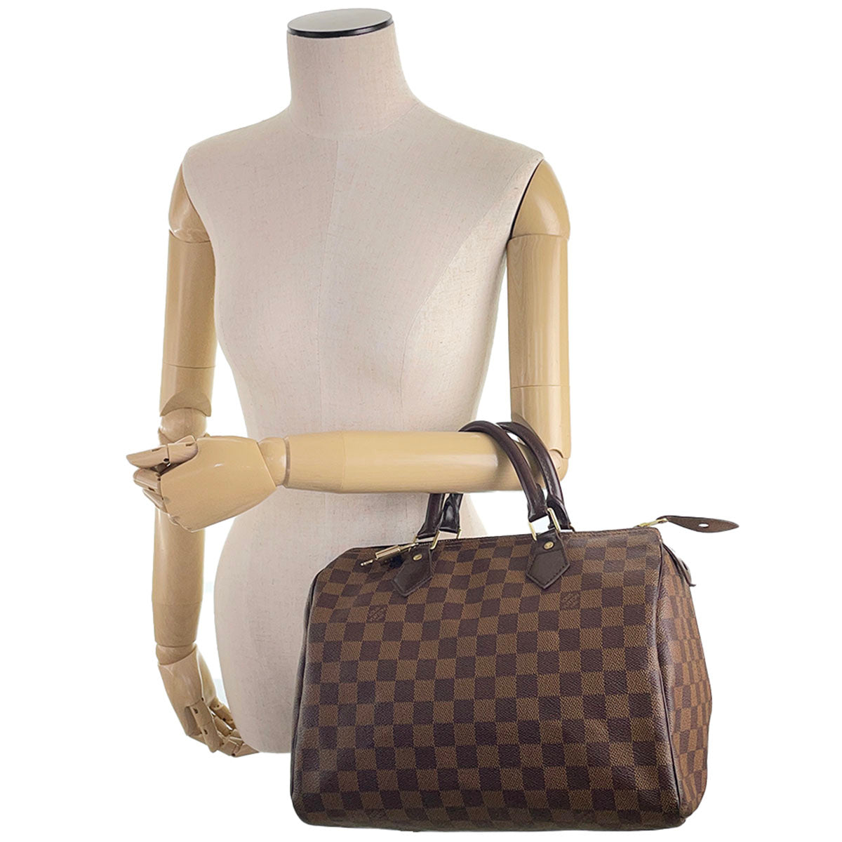 Louis Vuitton Damier Speedy 30 Coated Canvas Fabric Brown Handbag 4893