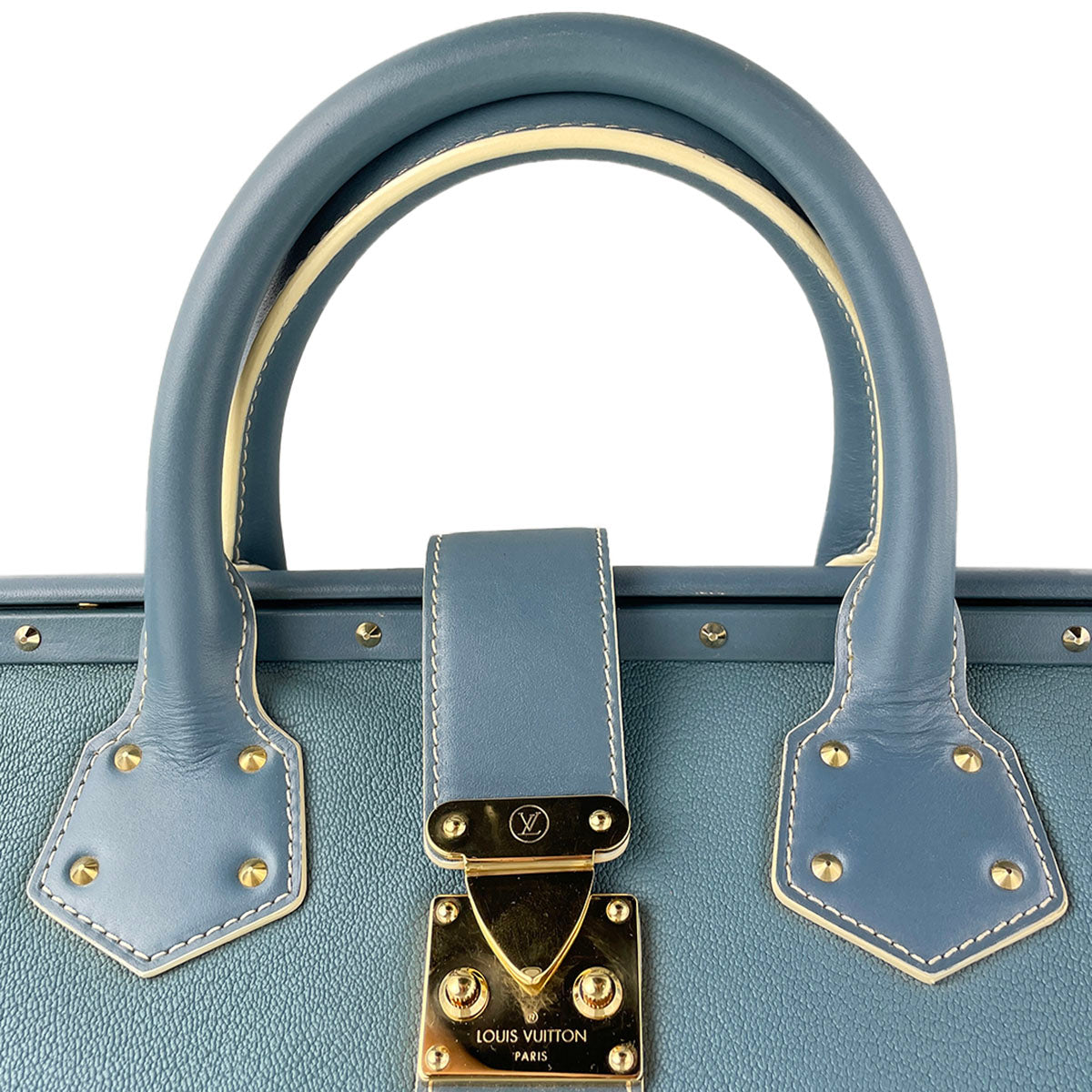 Louis Vuitton Suhali Angenieux PM Leather Fabric Blue Handbag 4851