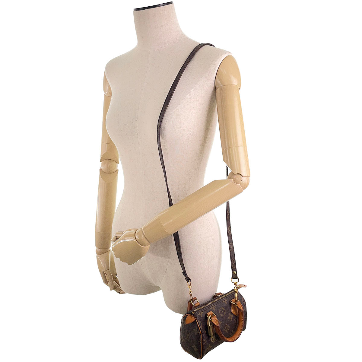 Louis Vuitton Monogram Mini speedy 2way Coated Canvas Fabric Brown Handbag 4884