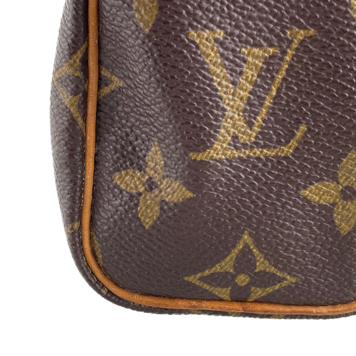 Louis Vuitton Monogram Mini speedy Coated Canvas Fabric Brown 2way Handbag 4934