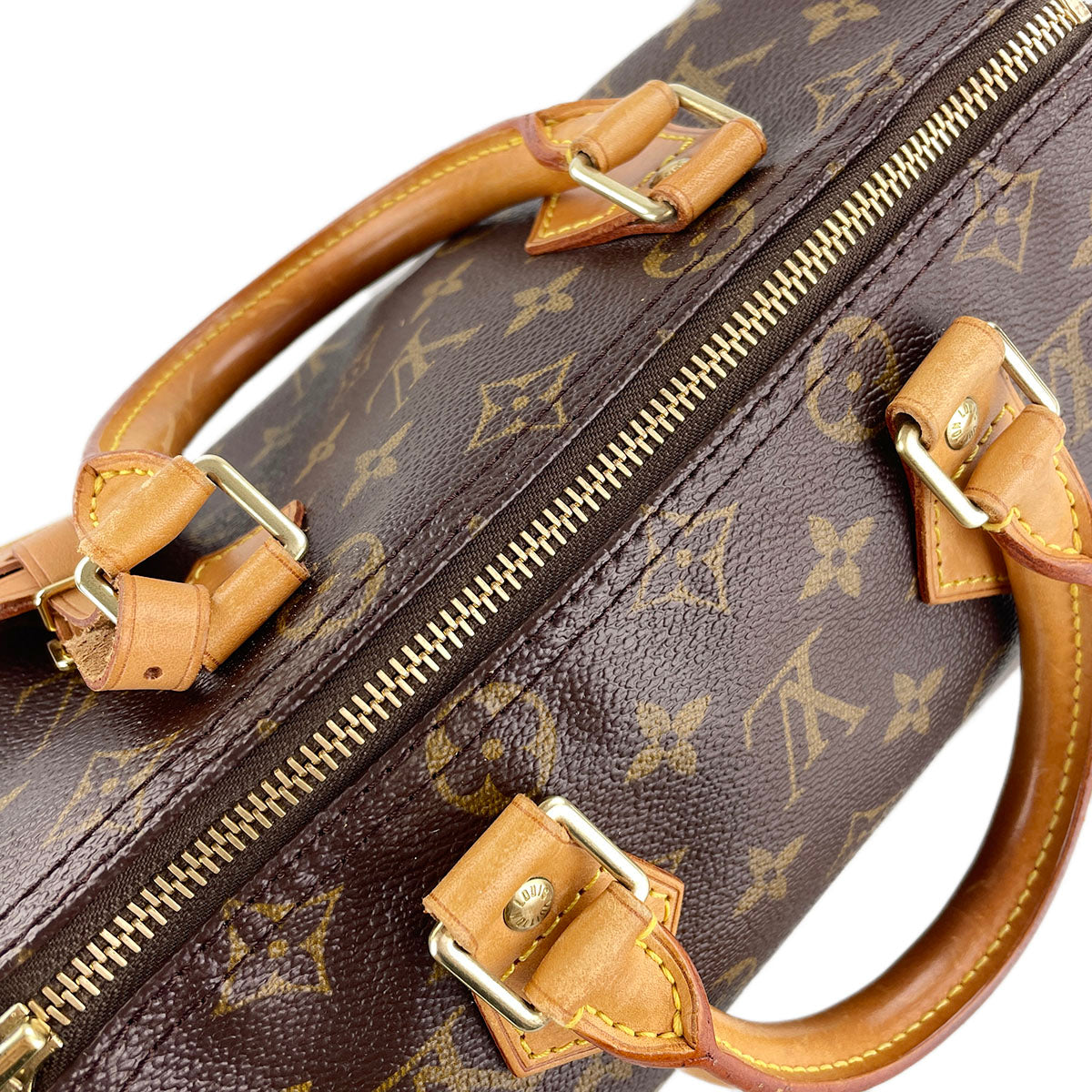 Louis Vuitton Monogram Speedy 25 Coated Canvas Fabric Brown Handbag 4938