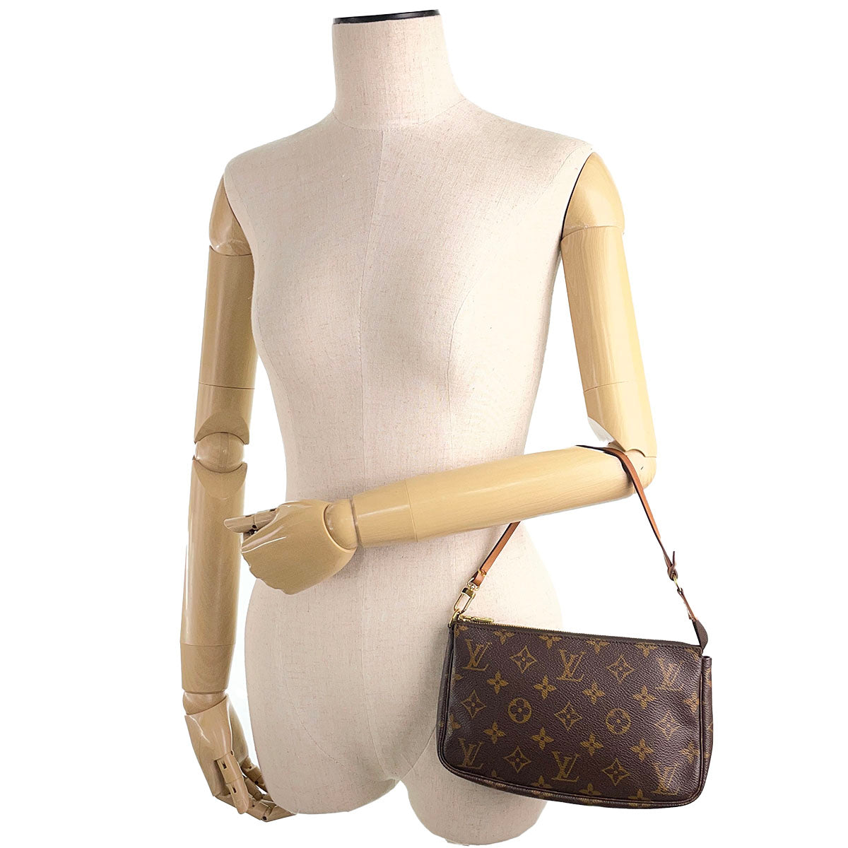 Louis Vuitton Monogram Pochette Accessoires Coated Canvas Brown Handbag 4855