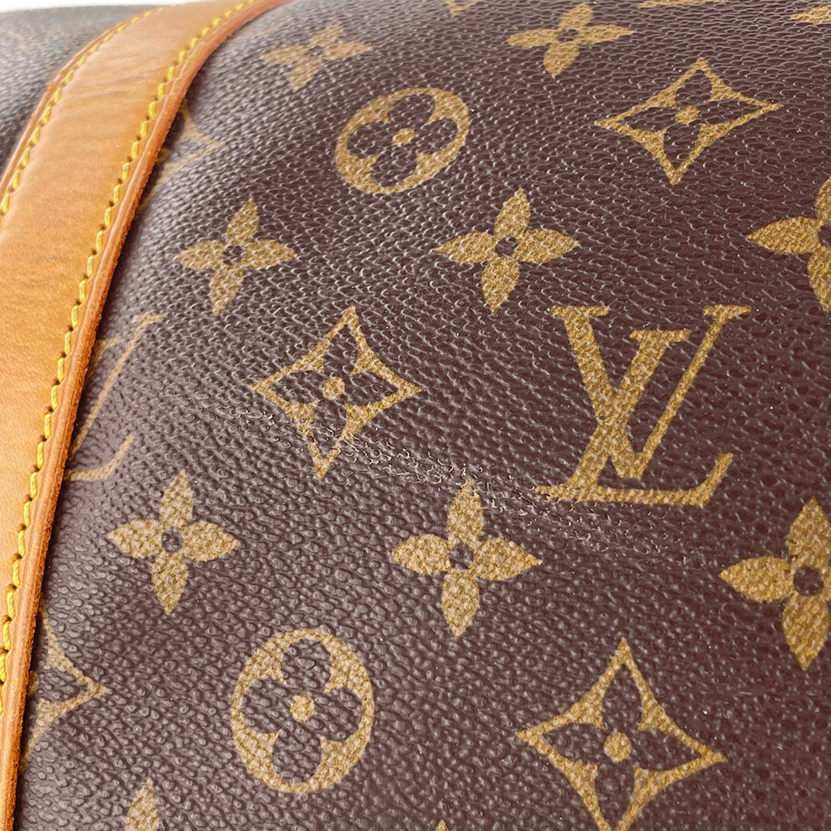 Louis Vuitton Monogram Keepall 55 Coated Canvas Fabric Brown Boston Bag 4888