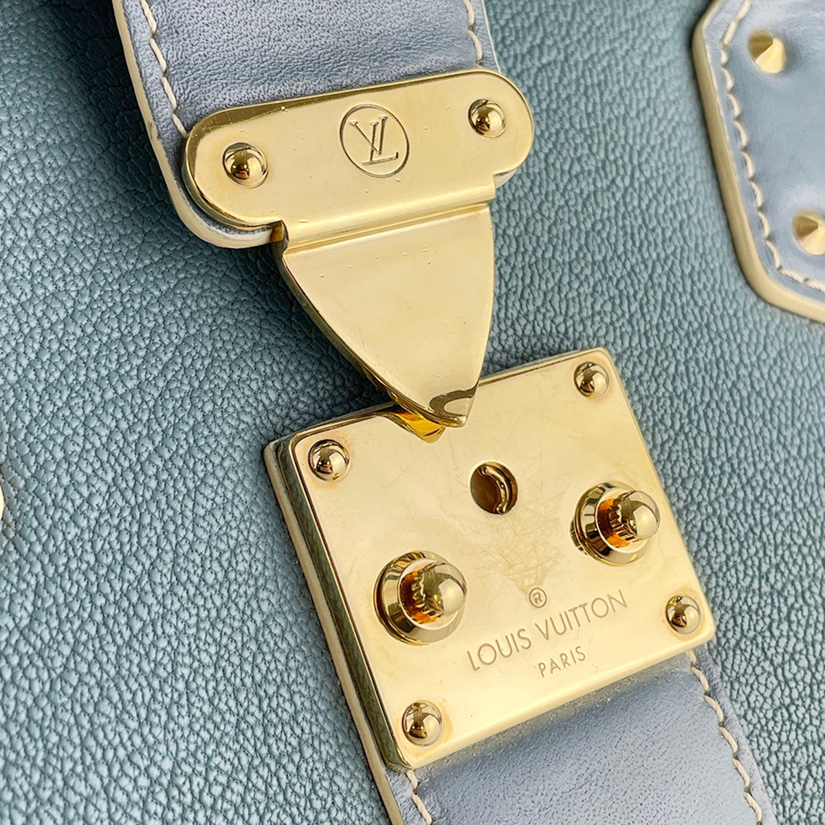 Louis Vuitton Suhali Angenieux PM Leather Fabric Blue Handbag 4851