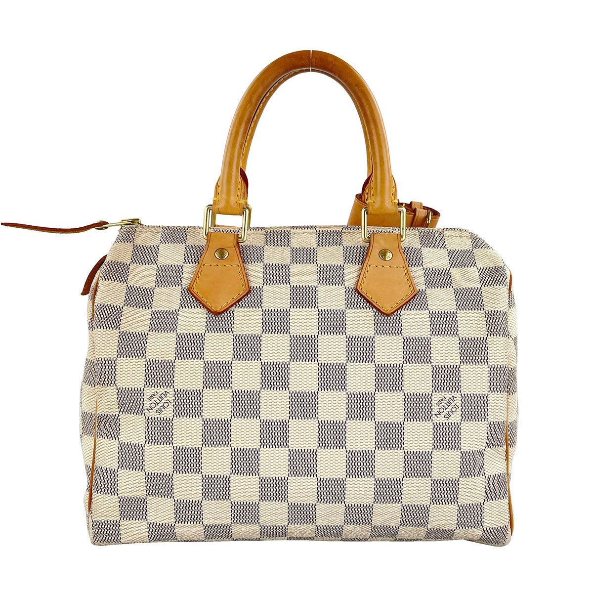 Louis Vuitton Damier Azur Speedy 25 Coated Canvas Fabric White Handbag 4939