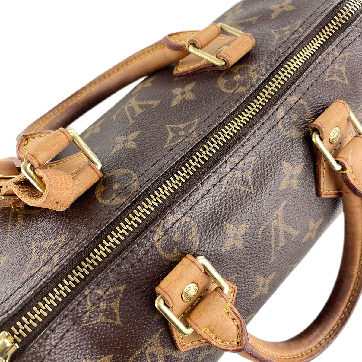 Louis Vuitton Monogram Speedy 25 Coated Canvas Fabric Brown Handbag 4937