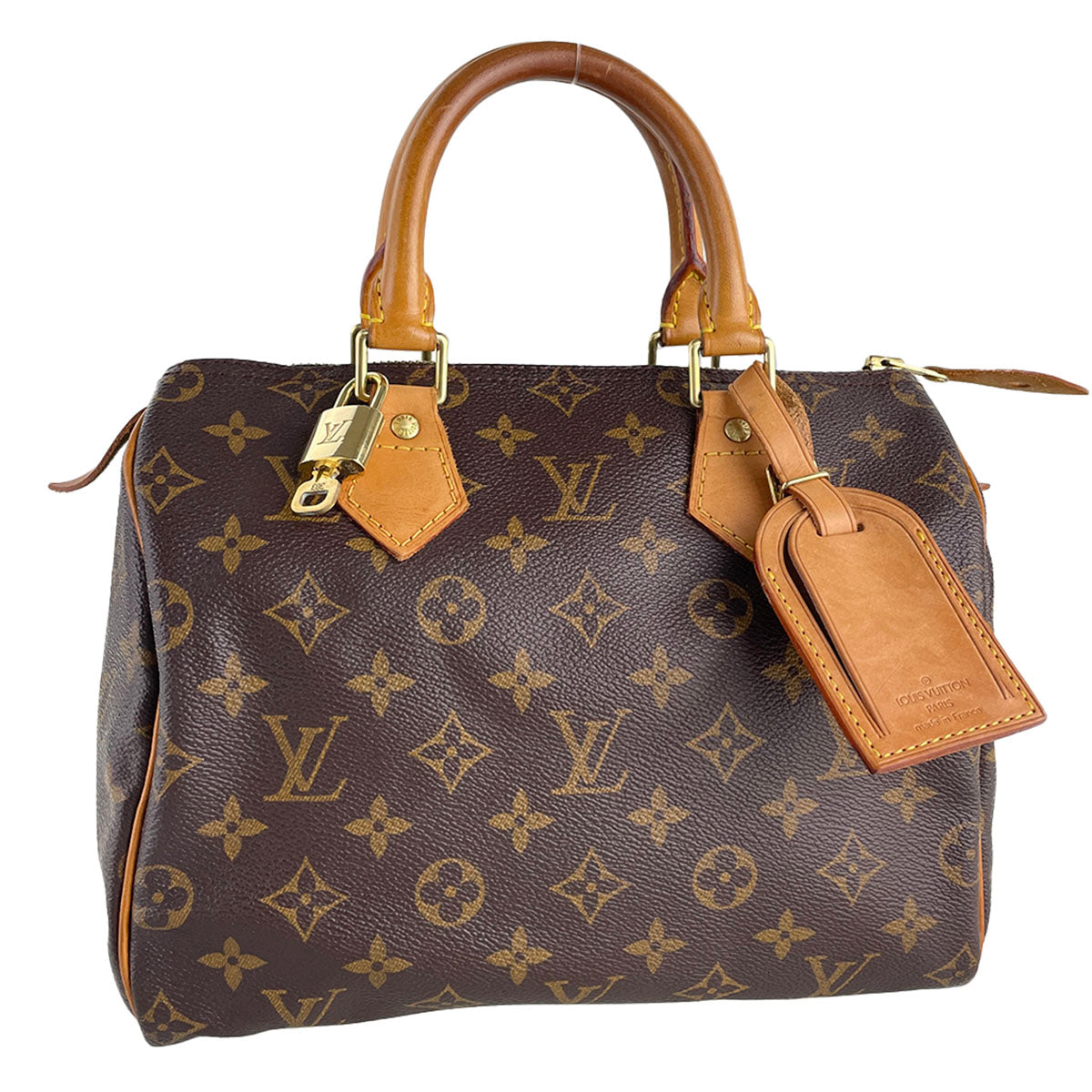 Louis Vuitton Monogram Speedy 25 Coated Canvas Fabric Brown Handbag 4925